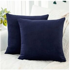 Navy Blue Velvet Throw Pillow Set of 2